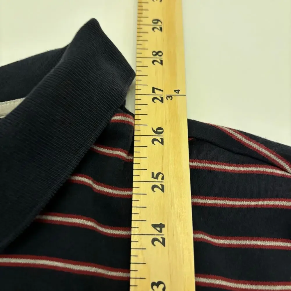Banana Republic Luxury Touch Polo Men's L Navy Red Stripe Standard Fit
